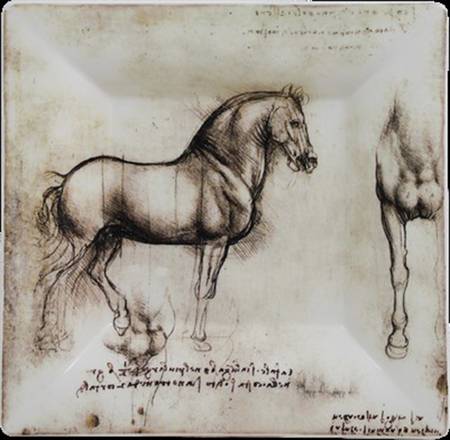 Leonardo de Vinci Horses 6" Square Tray