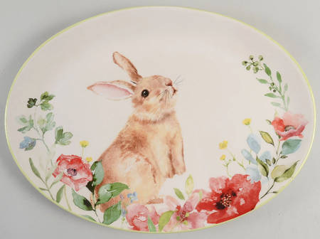 Floral Bunny 15" Oval Serving Platter
