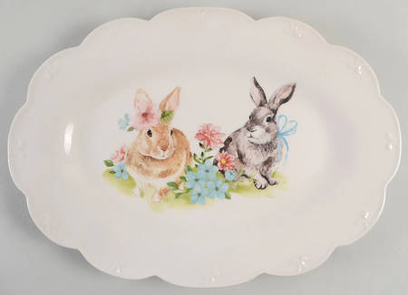 Scallop Bunny 13" Oval Serving Platter