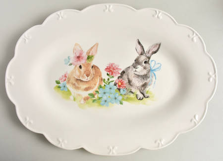 Scallop Bunny 14" Oval Serving Platter