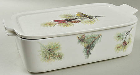 Winter Bird Rectangular Baker & Lid