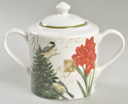 Winter Cheer Bird Sugar Bowl & Lid