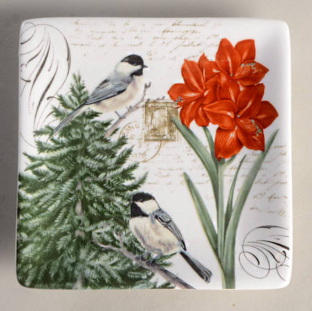 Winter Cheer Bird Square Appetizer Plate