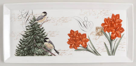 Winter Cheer Bird 13" Rectangular Serving Platter