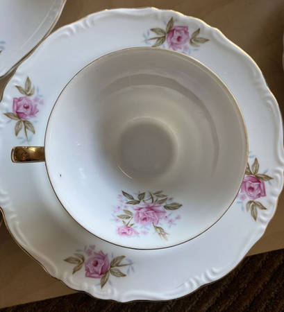 Dresden Rose Footed Cup & Saucer Set