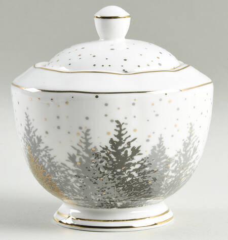 Black Grey Tree Sugar Bowl & Lid