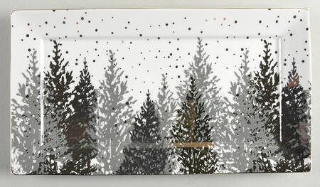Black Grey Tree 14" Rectangular Serving Platter