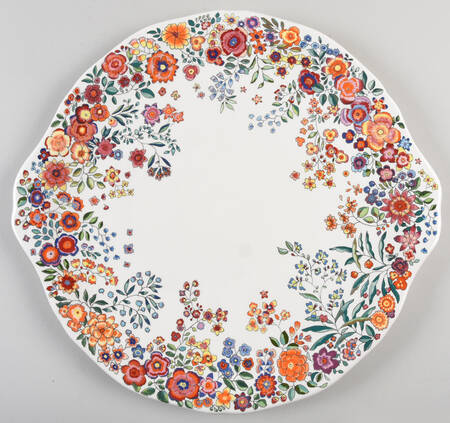 Poesie Handled Cake Plate by Faiencerie De Gien