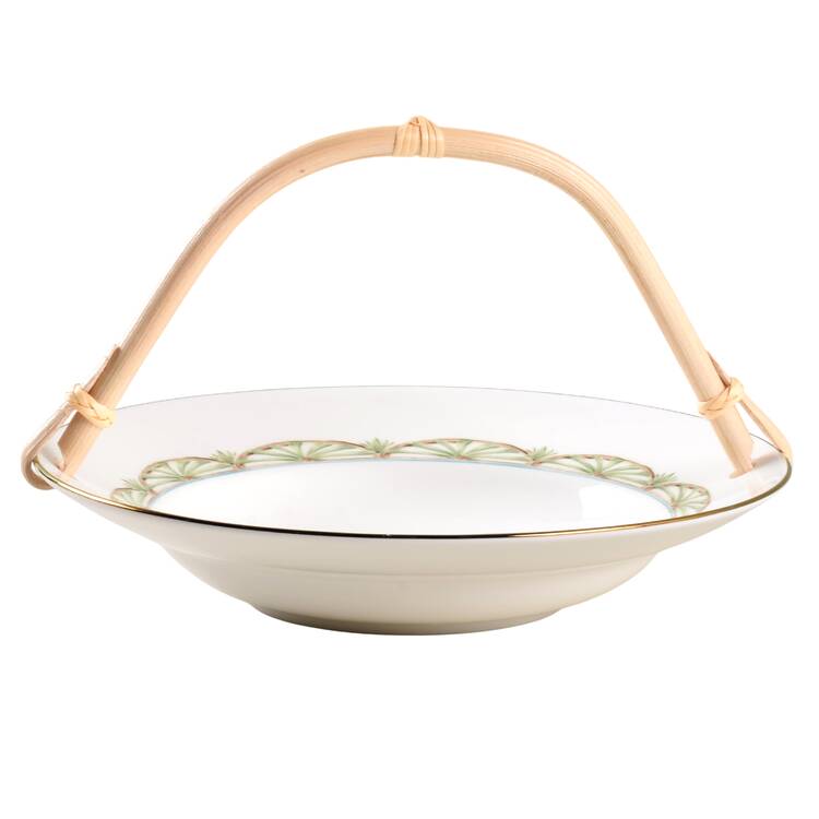Mayfair Bay Green 5 3/8"-5 5/8" Bamboo Handled Serving Plate  HC