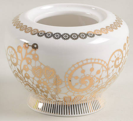 White Gold Lace Berry Sugar Bowl No Lid