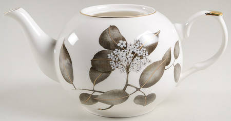 Metallic Black Leaves Teapot No Lid