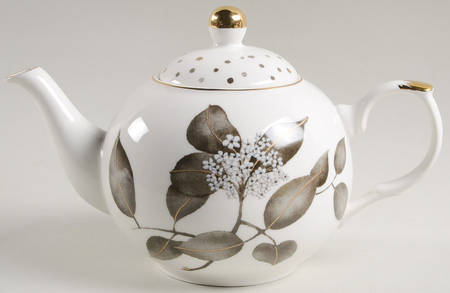 Metallic Black Leaves Teapot & Lid