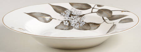 Metallic Black Leaves Large Rim Soup Bowl