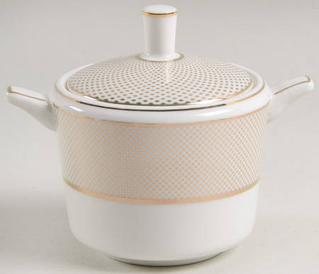 Gold Diamond Pin Sugar Bowl & Lid