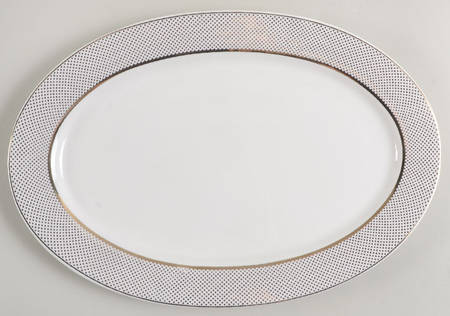 Gold Diamond Pin 14" Oval Serving Platter