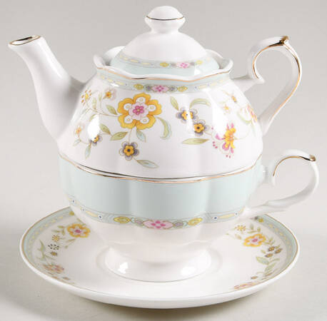 Corn Floral Individual Teapot & Lid with Cup & Saucer
