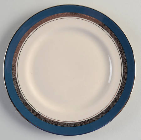 Grecian Key Black (Platinum Trim, Rim) Salad Plate