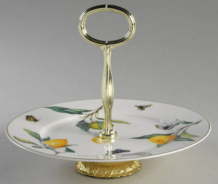 Lemon Bee Round Serving Plate with Center Handle (Dp) Hc