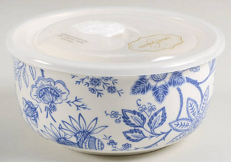 Blue Vine 6" Storage Bowl Ceramic with Plastic Lid