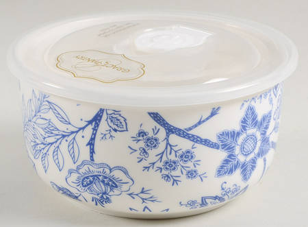Blue Vine 5" Storage Bowl Ceramic with Plastic Lid