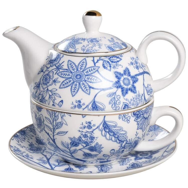 Blue Vine Tea for One (Stacking Teapot w/Cup & Saucer)