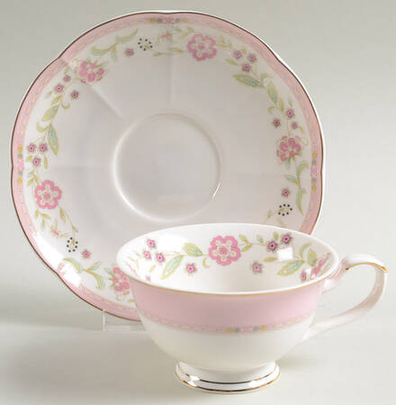 Corn Floral Pink Footed Cup & Saucer Set