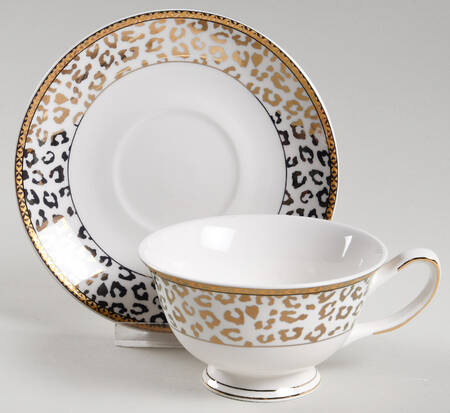 Leopard Gold Footed Cup & Saucer Set
