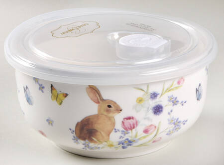 Plaid Bunny 26 Oz Round Plastic Microwave Bowl & Vented Lid