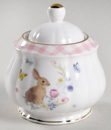 Plaid Bunny Sugar Bowl & Lid