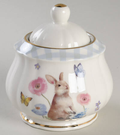 Plaid Bunny Sugar Bowl & Lid