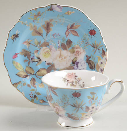 White Peony Footed Cup & Saucer Set