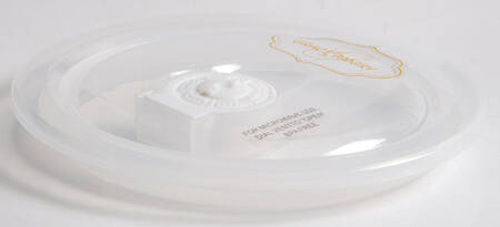 White Peony Vent Lid for 16 Oz Round Plastic Microwave Bowl