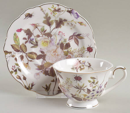White Peony Footed Cup & Saucer Set