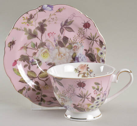 White Peony Footed Cup & Saucer Set