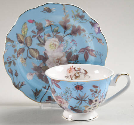 White Peony Flat Cup & Saucer Set