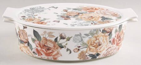 Yellow Rose Oval Baker with Lid