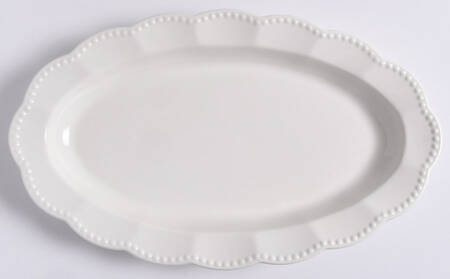 Scallop White (Beaded) 12" Oval Serving Platter by Grace's Teaware