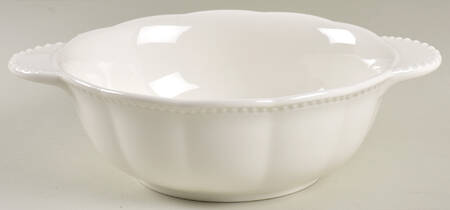 Scallop White (Beaded) Round Handled Bowl