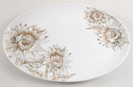 Gold Sunflower 14" Oval Serving Platter by Grace's Teaware