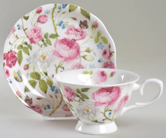 Climb Rose Footed Cup & Saucer Set