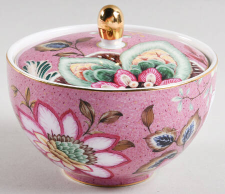 Peacock Lotus Garden Sugar Bowl & Lid