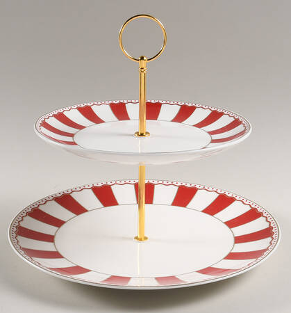 Carousel Red 2 Tiered Serving Tray (Dinner & Salad Plate)