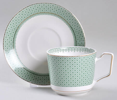 Green Lace Flat Cup & Saucer Set