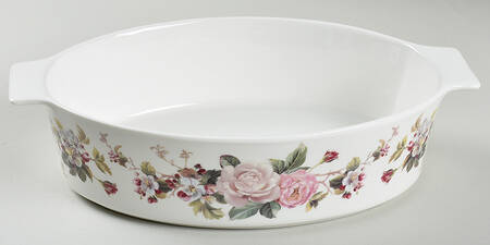 Winter Rose Oval Baker with Lid, No Lid