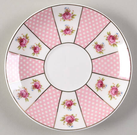 Pink Dots Rose Bud Saucer for Individual Teapot & Lid w/Cup & Saucer