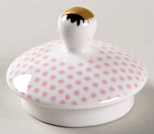 Pink Dots Rose Bud Teapot Lid for Individual Teapot with Cup