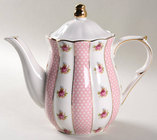 Pink Dots Rose Bud Teapot & Lid