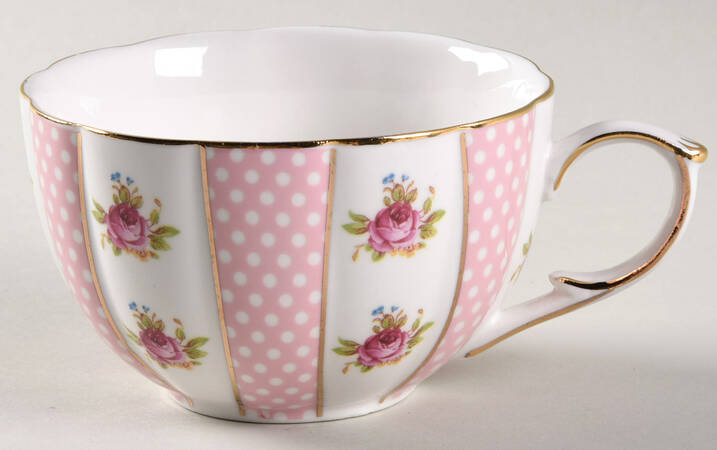Pink Dots Rose Bud Flat Cup