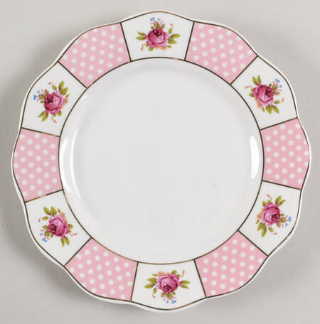 Pink Dots Rose Bud Salad Plate
