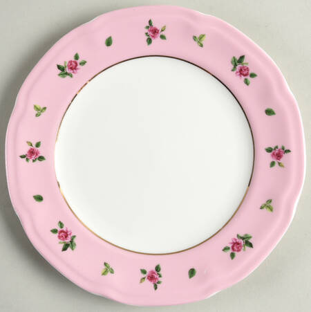 Pink Dots Rose Bud Salad Plate